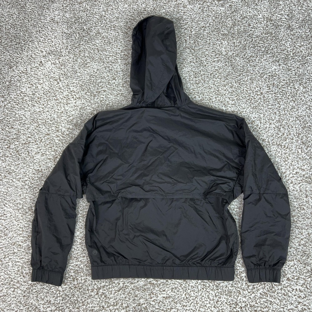 Lululemon Jacket Womens 4 Black Hooded Full Zip Lightweight Windbreaker Refined - Picture 6 of 9